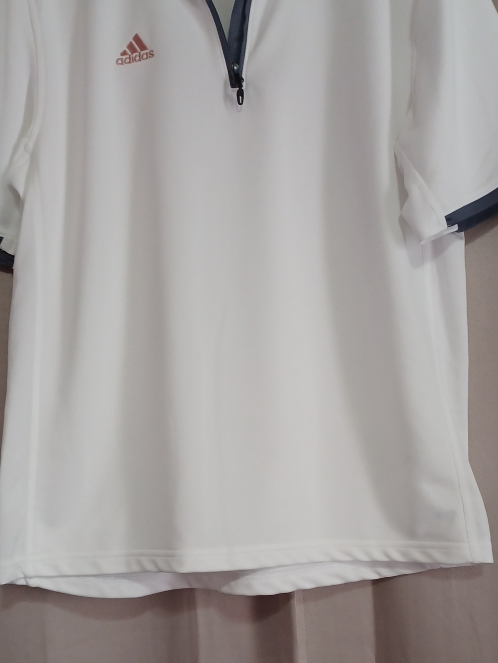 Adidas Men’s White Climalite Half-Zip Short Sleeve Polo Shirt - Picture 6 of 15